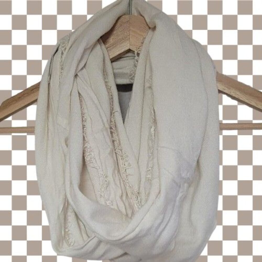 Elegant Cream Crochet Infinity Scarf